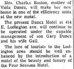 Avenue Motel (Dancz Motel) - Nov 29 1958 Article (newer photo)